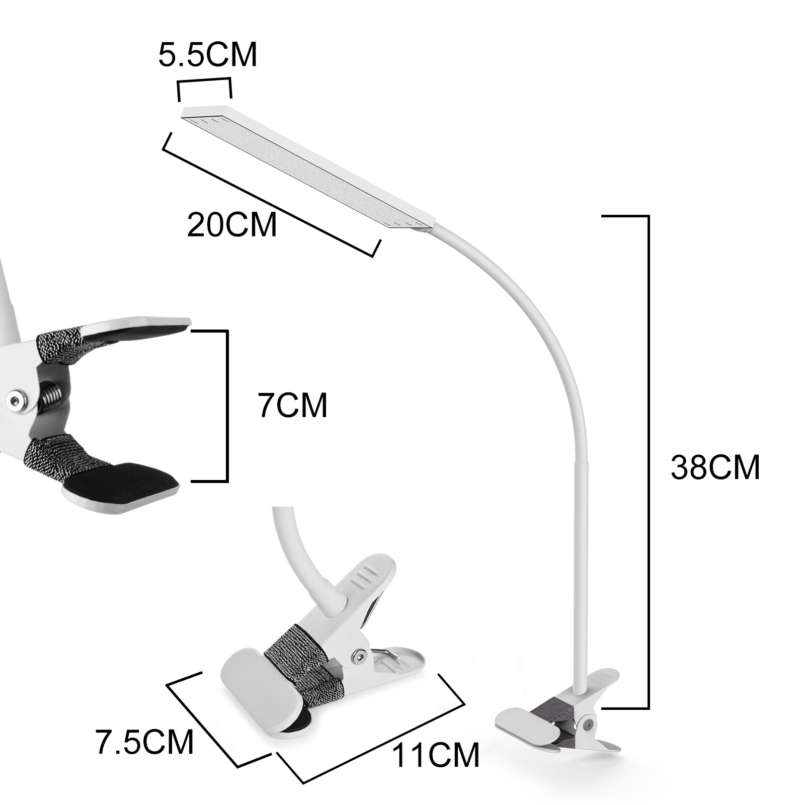 Adjustable LED Lamp Dimmable Clip-On Desk Lamp Flexible Reading Light Flexible