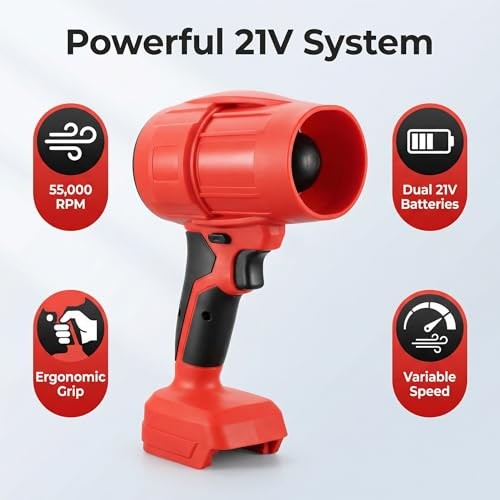 Power Leaf Blower,21V Cordless Leaf Blower, 2X 4.0Ah Batteries Handheld