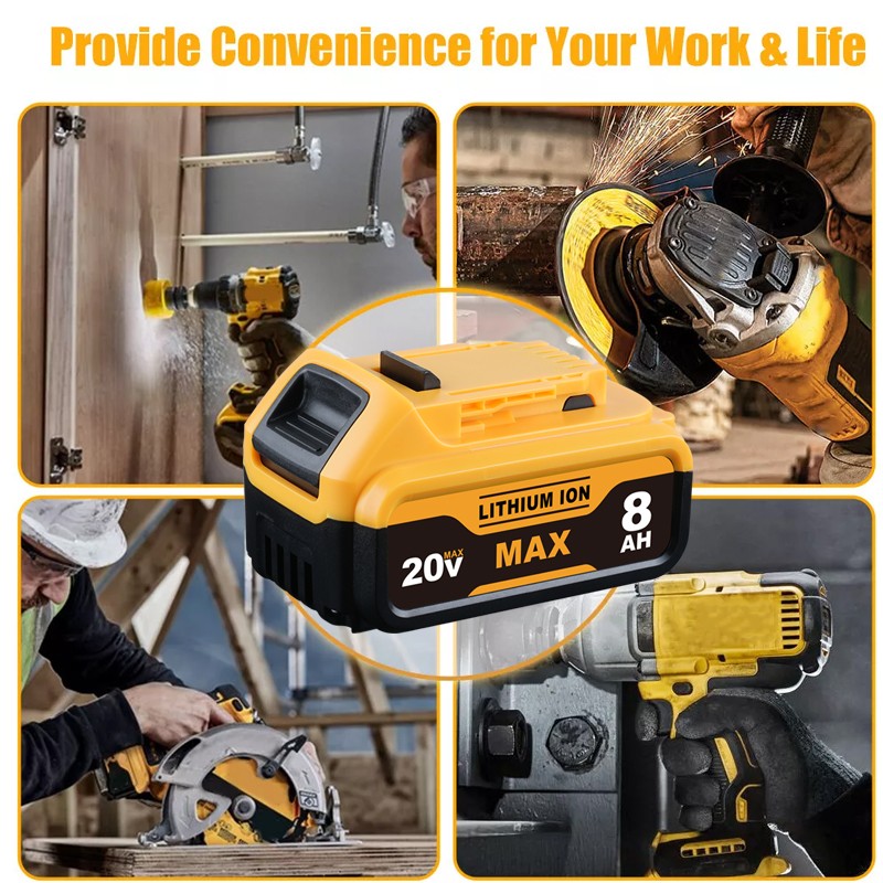 2Pack 8.0AH Lithium Ion Battery 20V 20 Volt Max XR For DeWalt DCB206-2 DCB205-2