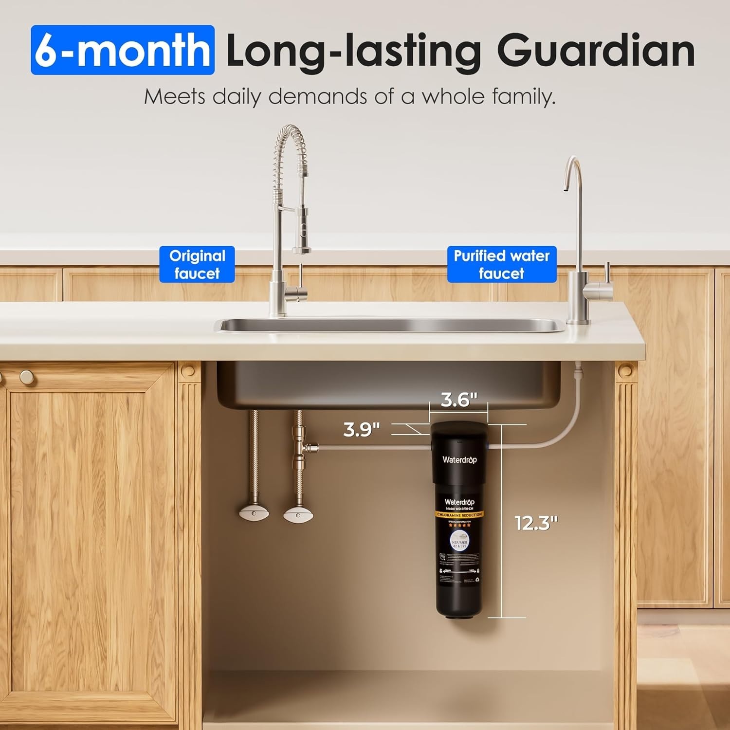 Waterdrop 10UB-CM 6 Months Under Sink Water Filter (Include: System+Faucet）