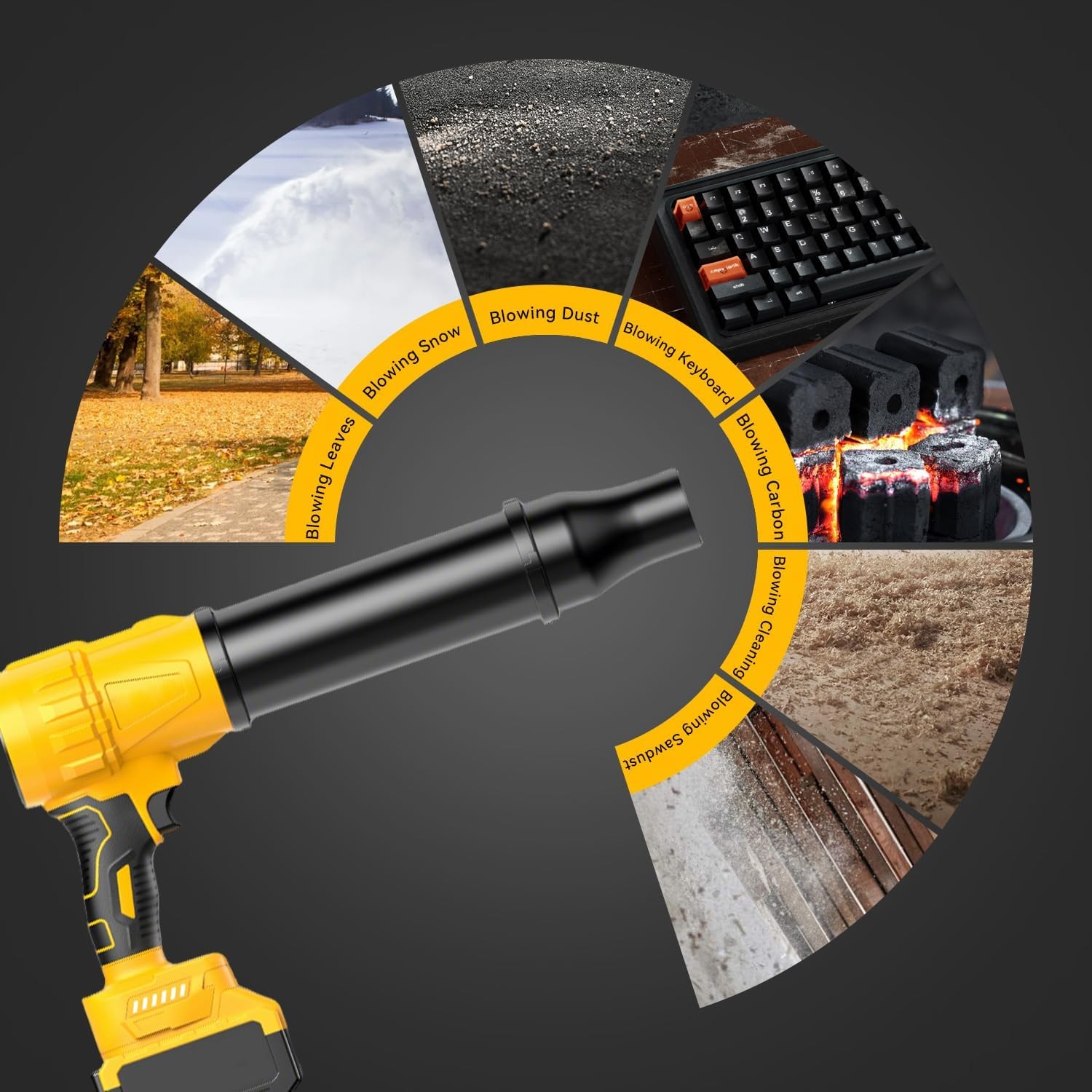 Electric Cordless Leaf Blower Powerful Handheld Blower Fast Charger 2x Batteries