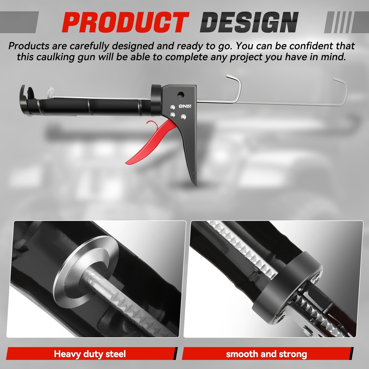 9″ DOUBLE SPRING TRIGGER SMOOTH DRIPLESS CAULK GUN WORK WITH 10.3 OZ CARTRIDGES