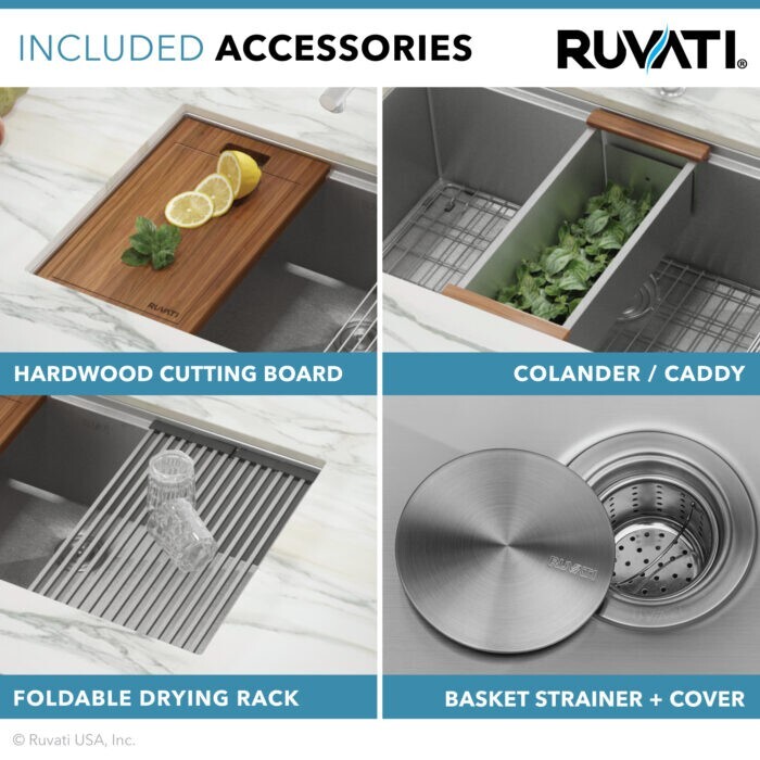 Ruvati 33-inch Ledge 60/40 Undermount 16 Gauge Kitchen Sink – RVH8356