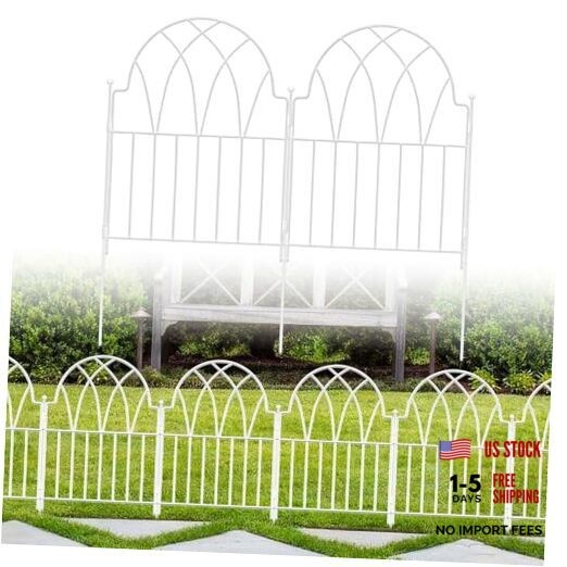 Garden Fence Panels – 17 in(H) x 20.07ft(L) White Metal Fence No Dig