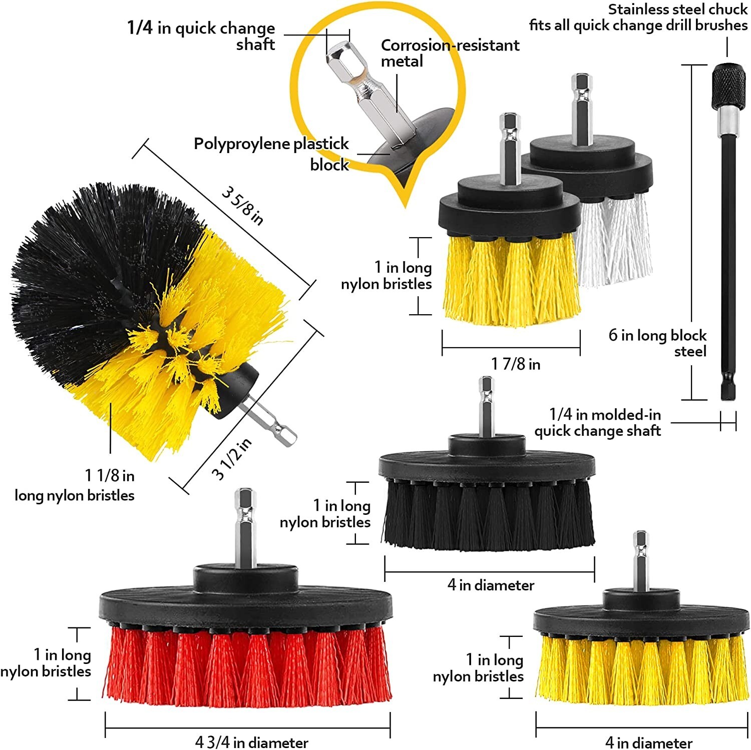 Drill Brushes Set 20pcs Tile Grout Power Scrubber Cleaner Spin Tub Shower Wall