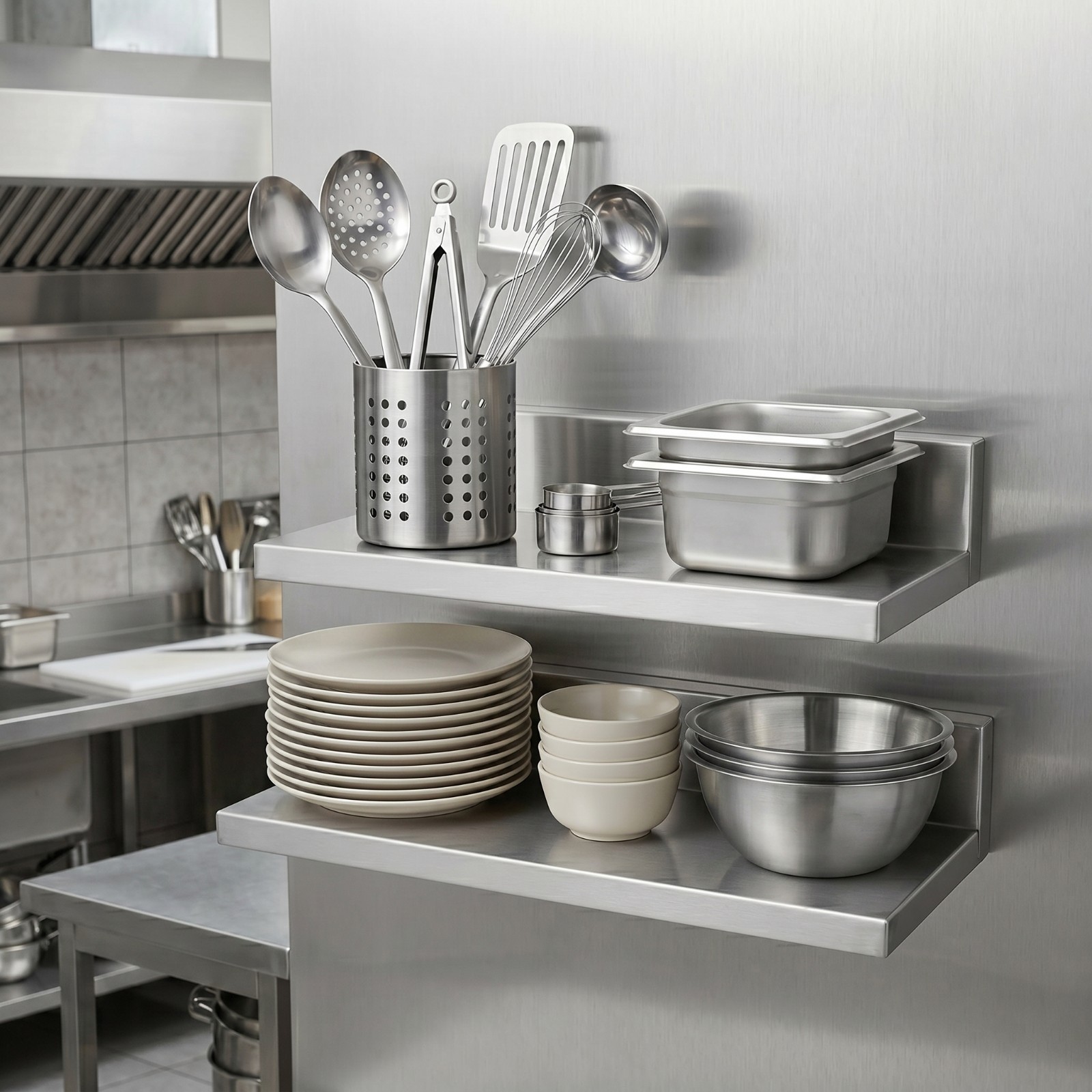 16 in. Stainless Steel Wall Shelf (2 Pack) – 16 in. x 8.6 in. x 3.5 in.