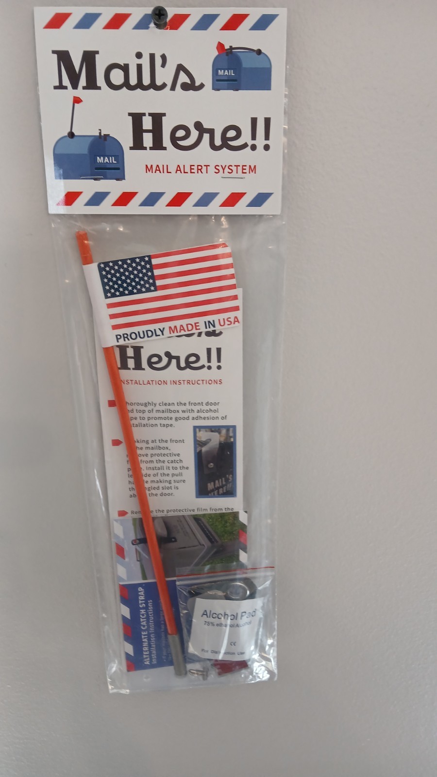 Mail’s Here!! Mailbox Flag Alert System, Easy Install, Plastic & Metal Kit