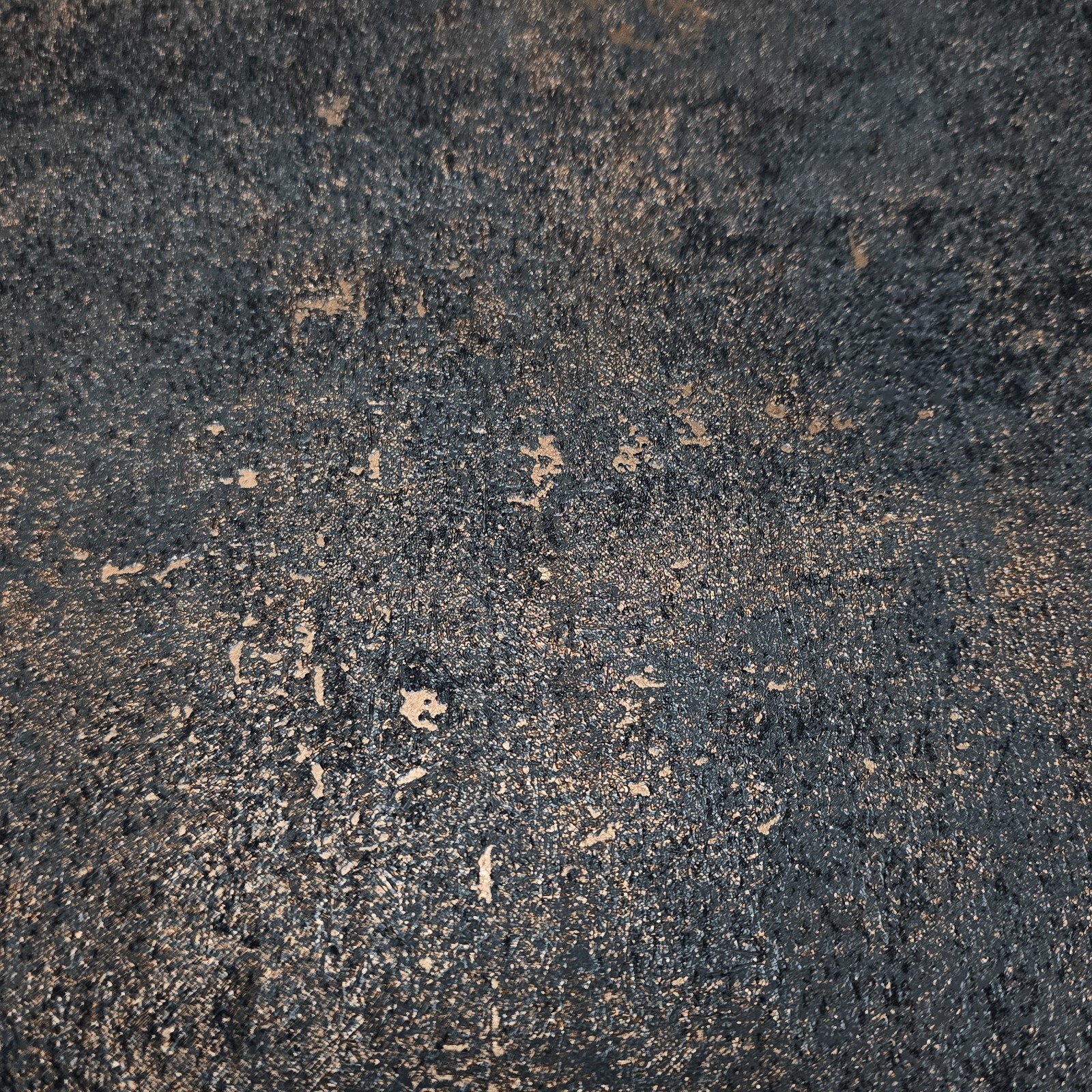 Distressed paint gray rose gold metallic faux concrete plaster texture wallpaper