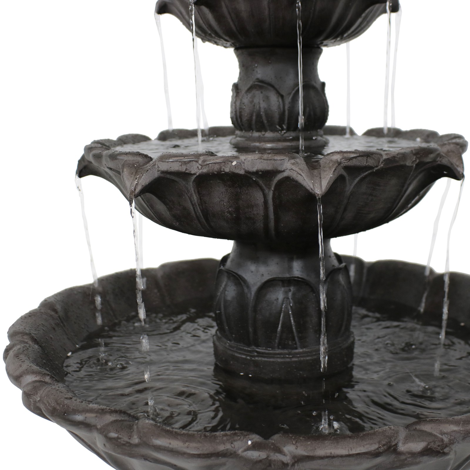 Classic Tulip Polystone Outdoor 3-Tier Fountain – Dark Brown by Sunnydaze