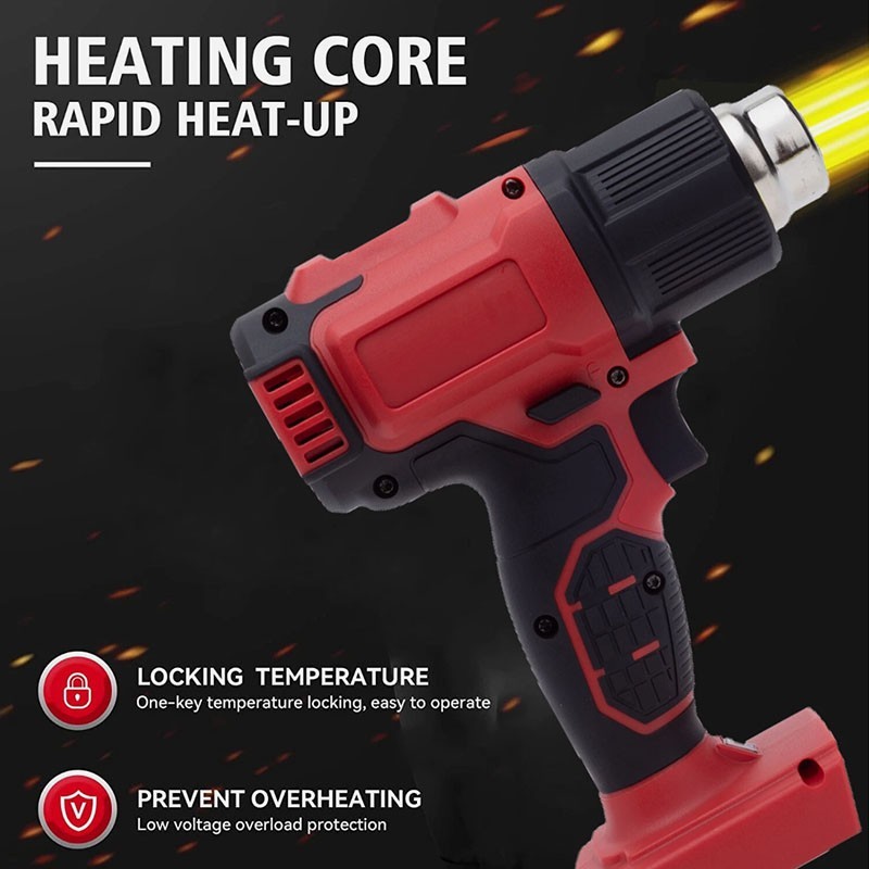 Heat Gun Hot Air Gun For Milwaukee 18V Battery Power Heater Tools 360W+5Nozzles