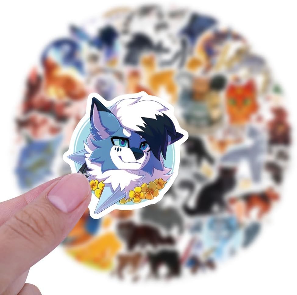 60PCS Warriors Cat Stickers for Kids Teens Adults, Cartoon Kids Stickers for Wat