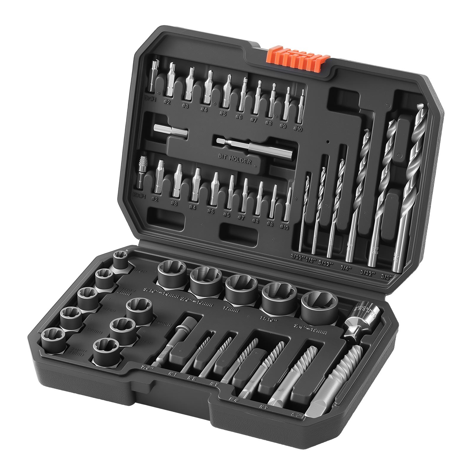 VEVOR Screw Extractor Set with Drill Bits Easy Out Nut Bolt Extractors 49 Pieces