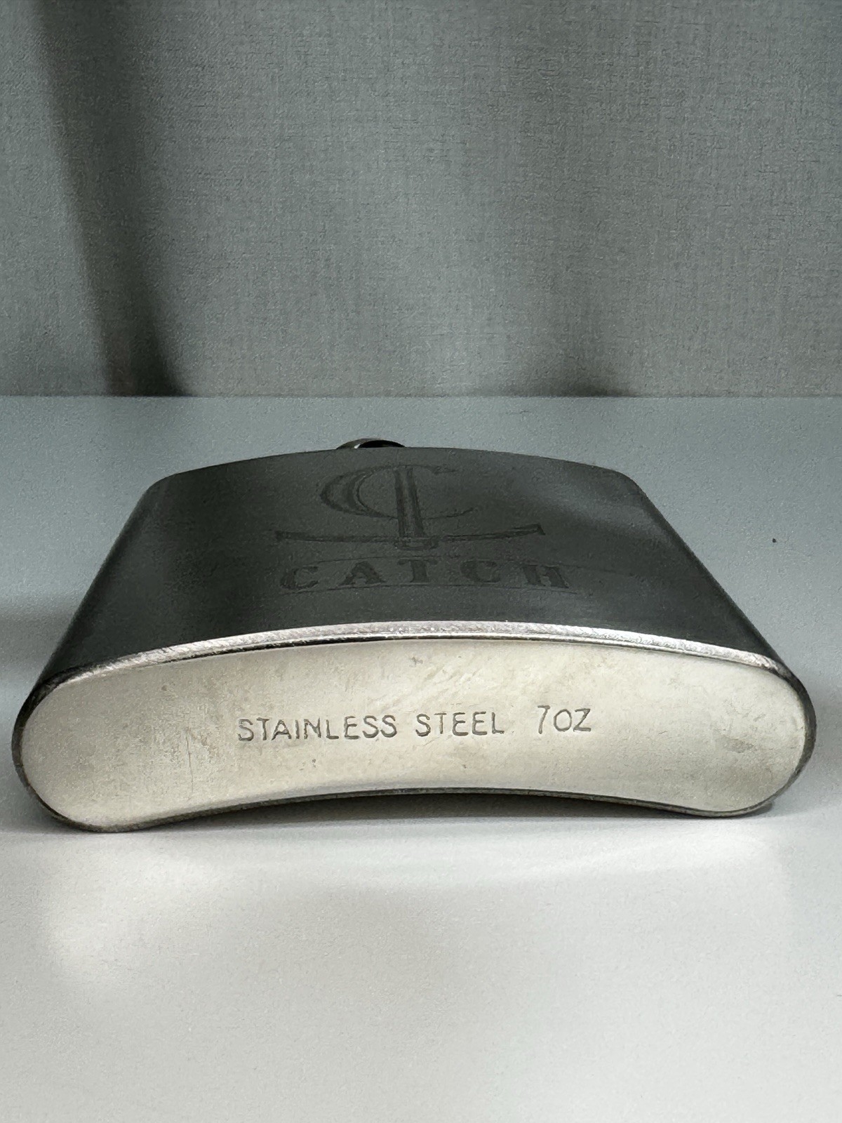 Stainless Steel 7 oz Silver Hip Flask “CATCH” Anchor Design Screw Cap