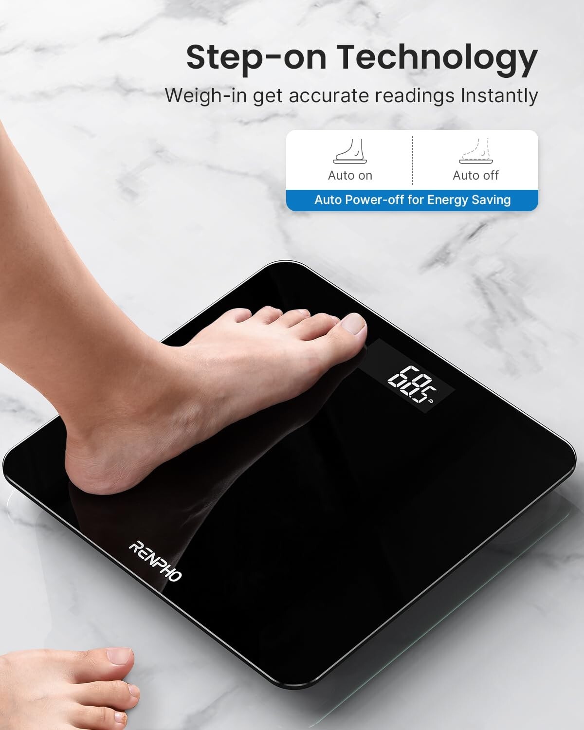 Digital Body Weight Bathroom Scale w/ Step-on Technology Battery Powered 400lb