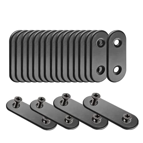 Black Flat Straight Brace,20Pcs Metal Mending Brackets Straight Corner Braces St