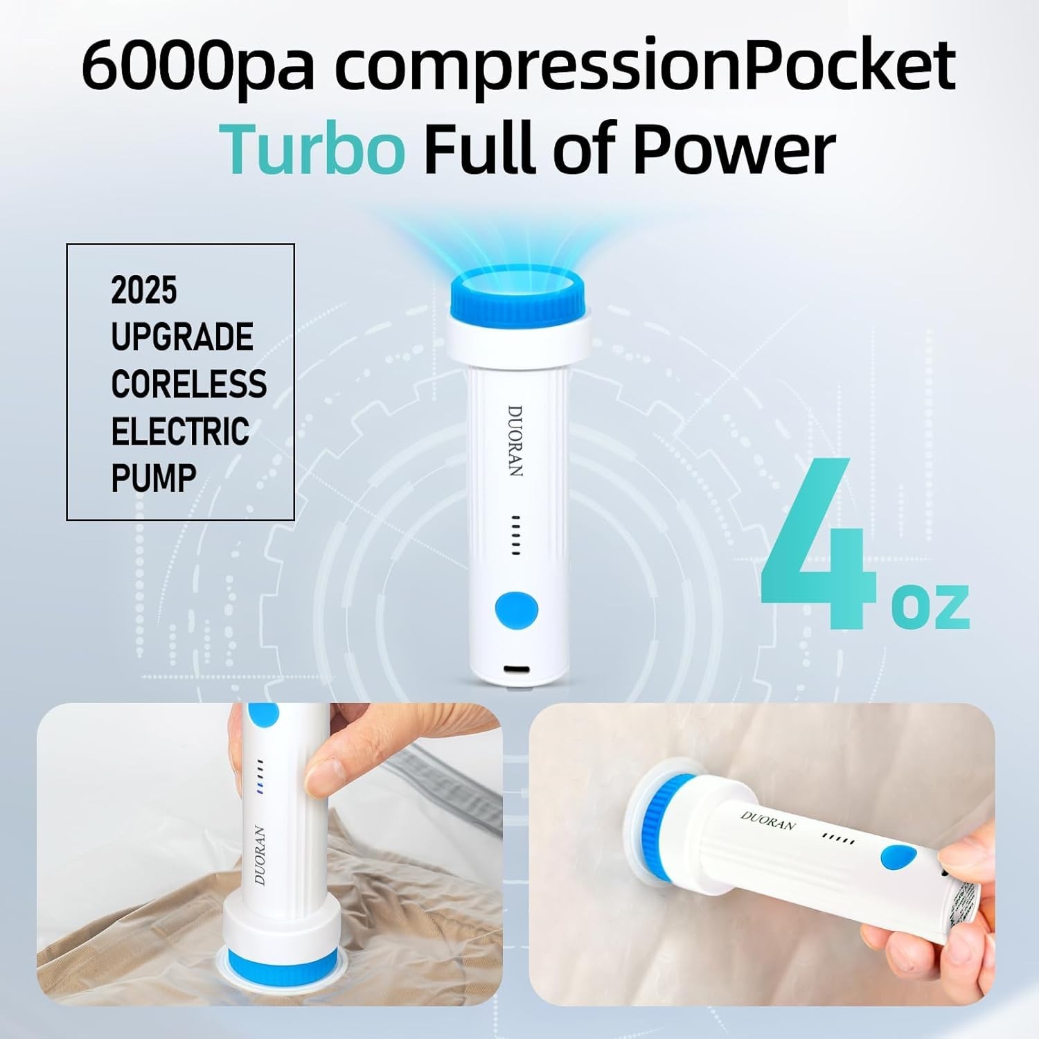 Cordless Electric Vacuum Pump for Vacuum Storage Bags Travel Air Pump, Portab…