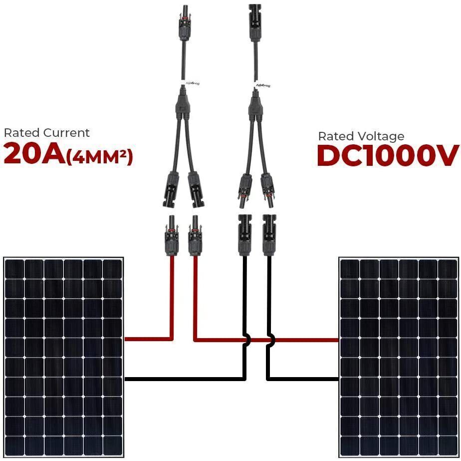 Solar Panel Y Branch Cable Connection Waterproof Adapter Connector Extension