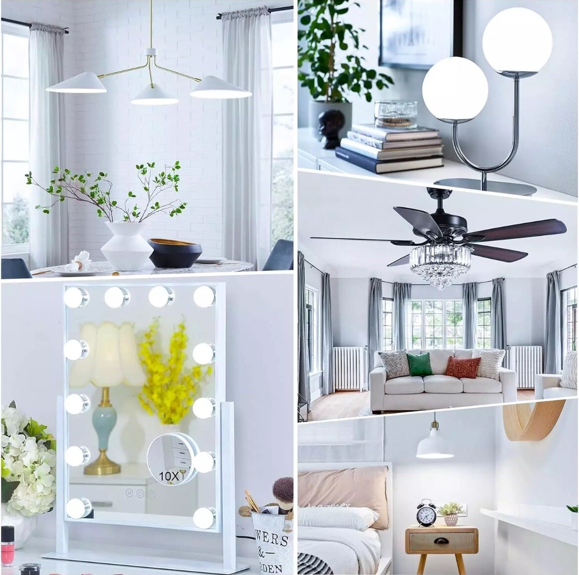 E12 LED Bulbs 60W Equivalent Daylight White 4000K Ceiling Fan Light Bulbs 6 Pack