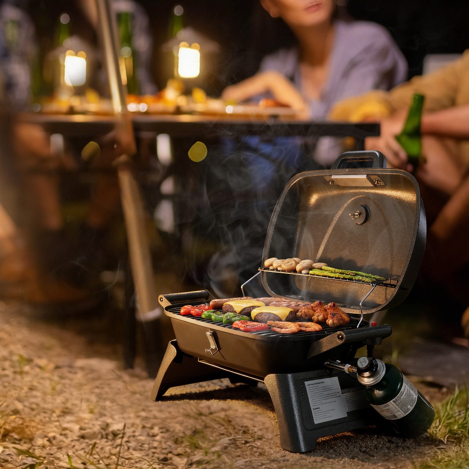 Royal Gourmet Portable Tabletop Gas Grill with Foldable Leg for Outdoor Camping