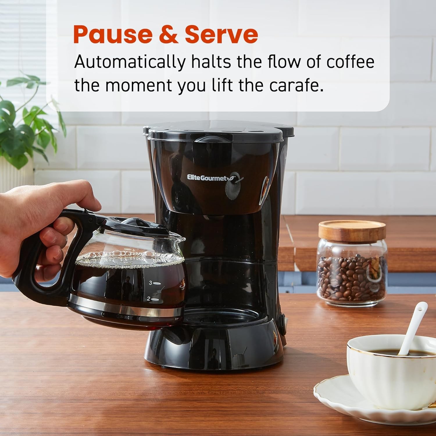 EHC4128 Automatic 4-Cup Brew & Drip Coffee Maker with Pause N Serve, Glass Caraf