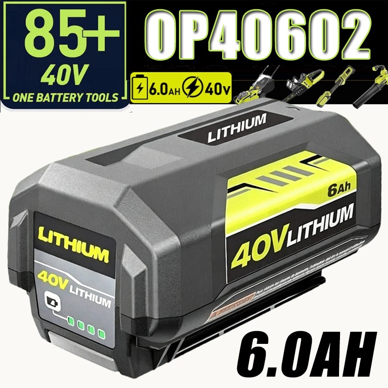 40V 6.0Ah Battery for Ryobi 40 Volt Lithium OP4050 OP40602 OP40261 OP4060 OP4030