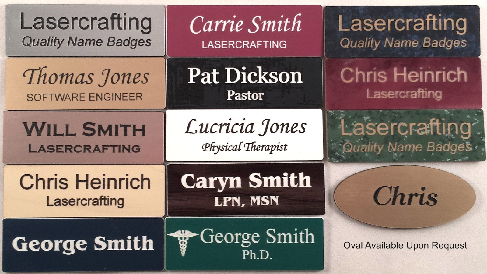 NAME BADGES / TAGS -Personalized Laser-engraved Magnet back or pin Lasercrafting