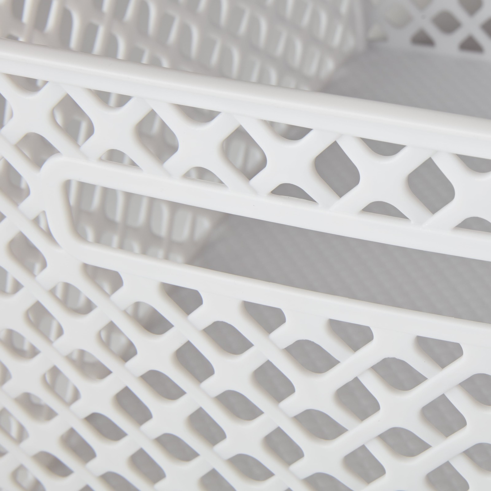 Large White Decorative Plastic Storage Basket 14.7 in x 12 in x 8.5 in