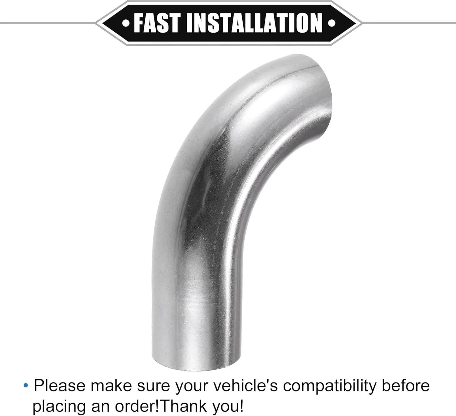 Bend Elbow Pipe Tube, 1.5″ OD 4.72″ 2.95″ Leg 90 Degree DIY Exhaust Pipe