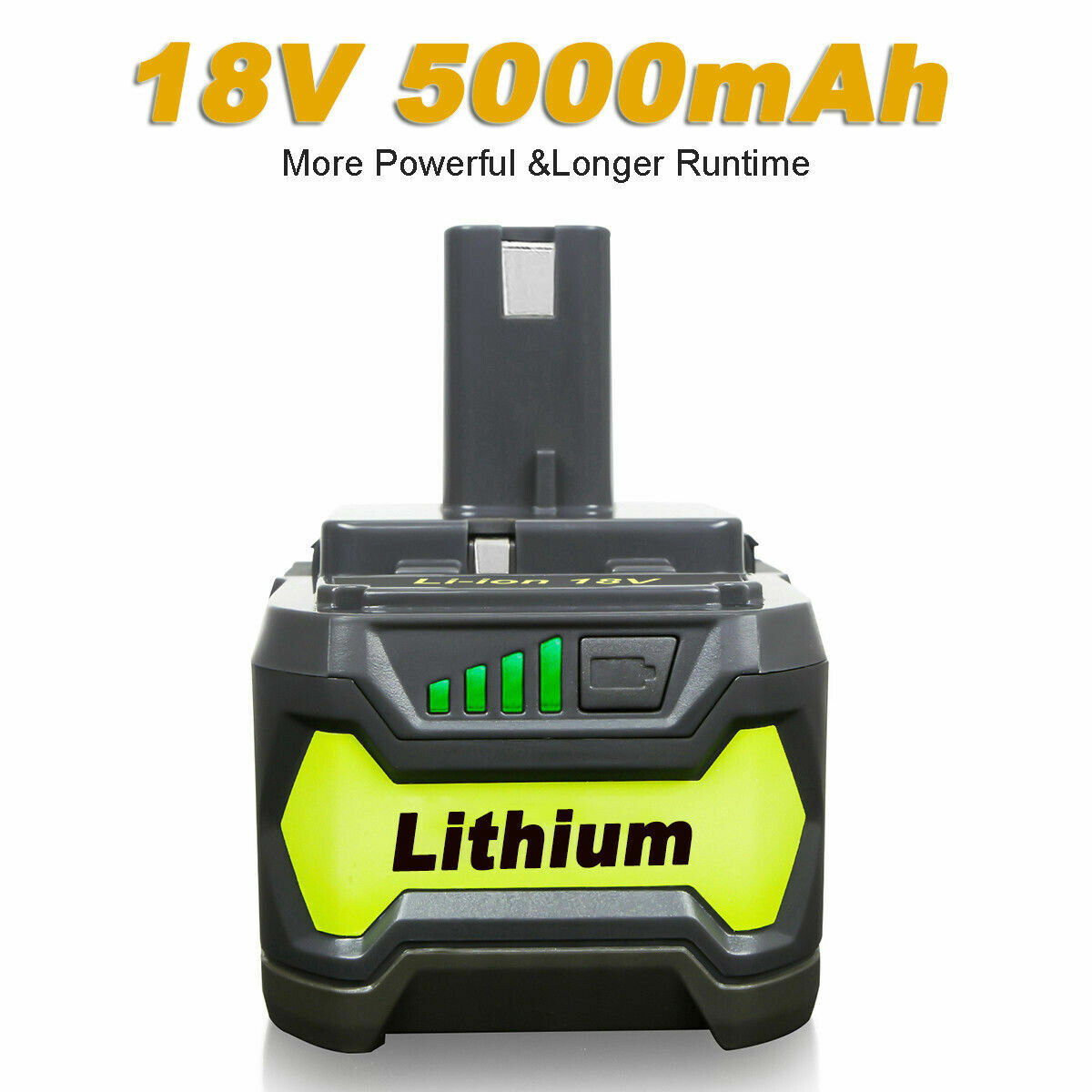 5.0Ah 18V Battery For RYOBI 18 Volt P108 One Plus High Capacity Lithium-Ion P102