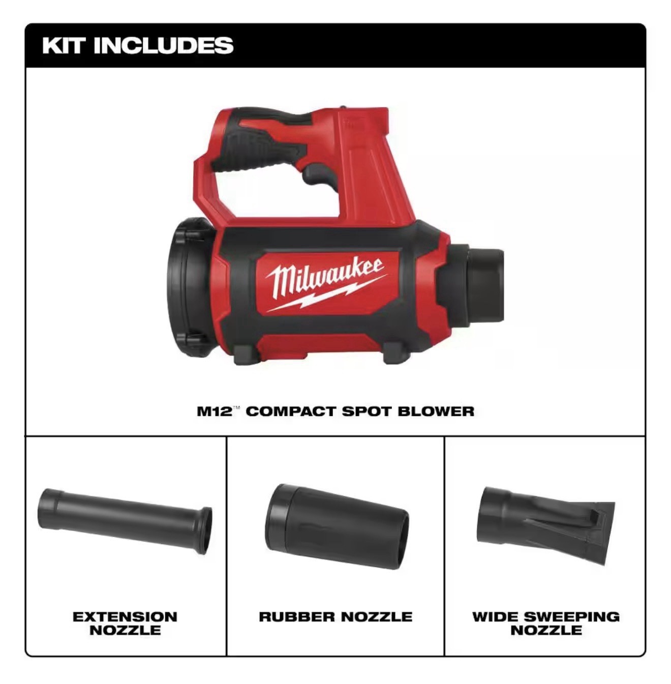 Milwaukee 0852-20 M12 12V Lithium-Ion Compact Cordless Spot Blower (Tool Only)