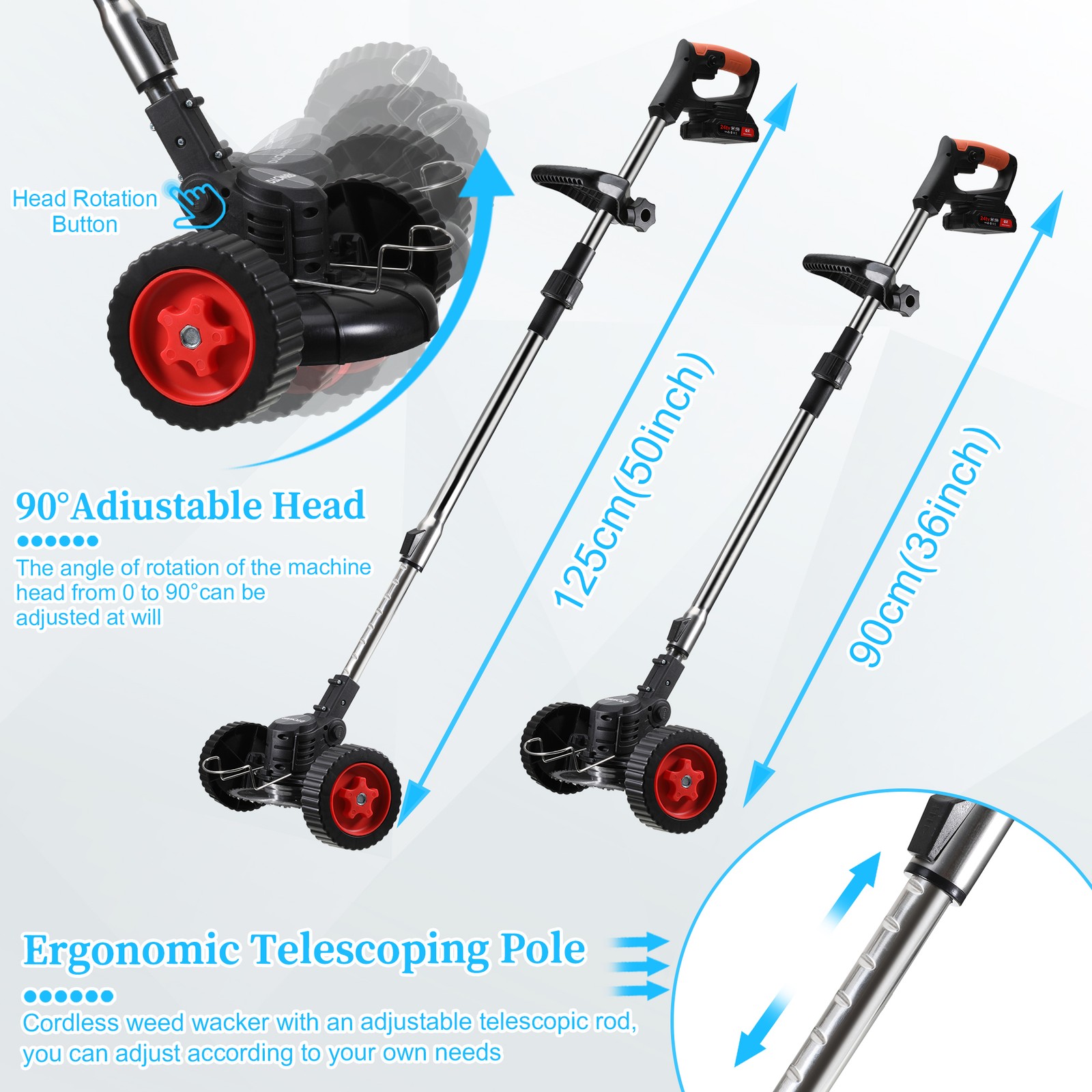 Electric Cordless Grass String Trimmer Lawn Edger Weed Wacker Cutter + 2 Battery