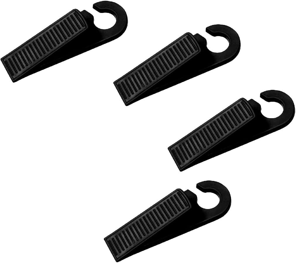 4 PCS Door Stopper Grooved Rubber Wedge with Hook for Office Home Door