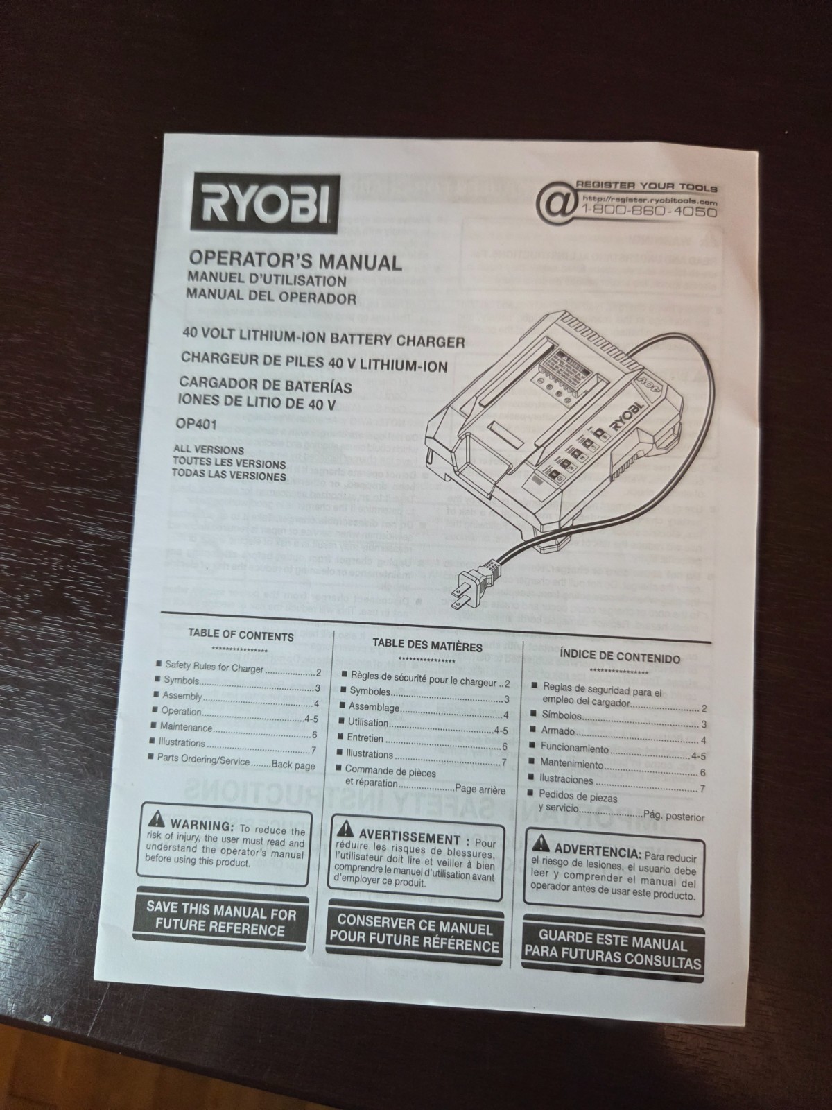 Ryobi OP401 40V Lithium-Ion Battery Charger Genuine Tested Working