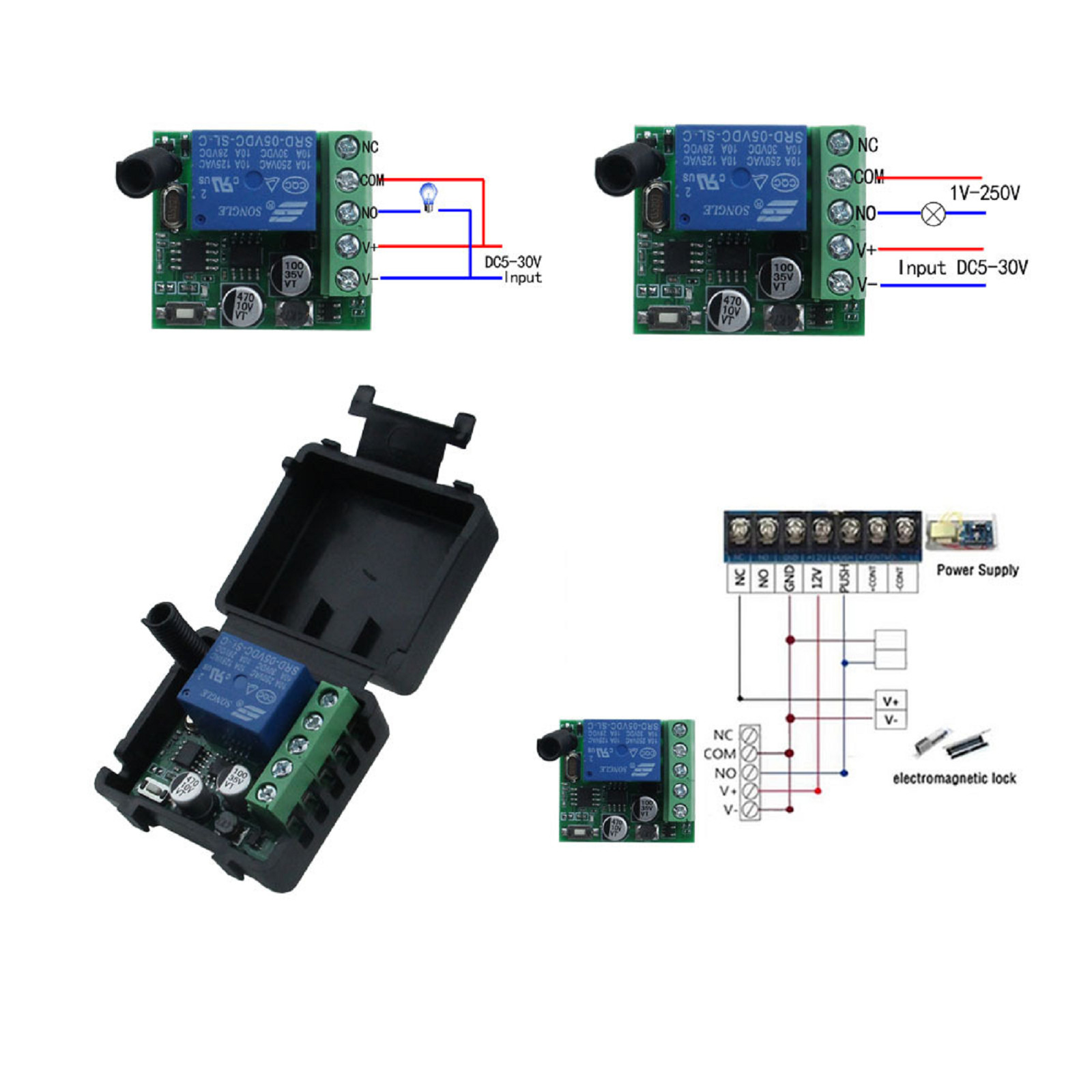 433Mhz DC5-30V 1CH Universal Wireless Remote Control Switch Relay Receiver Kit G