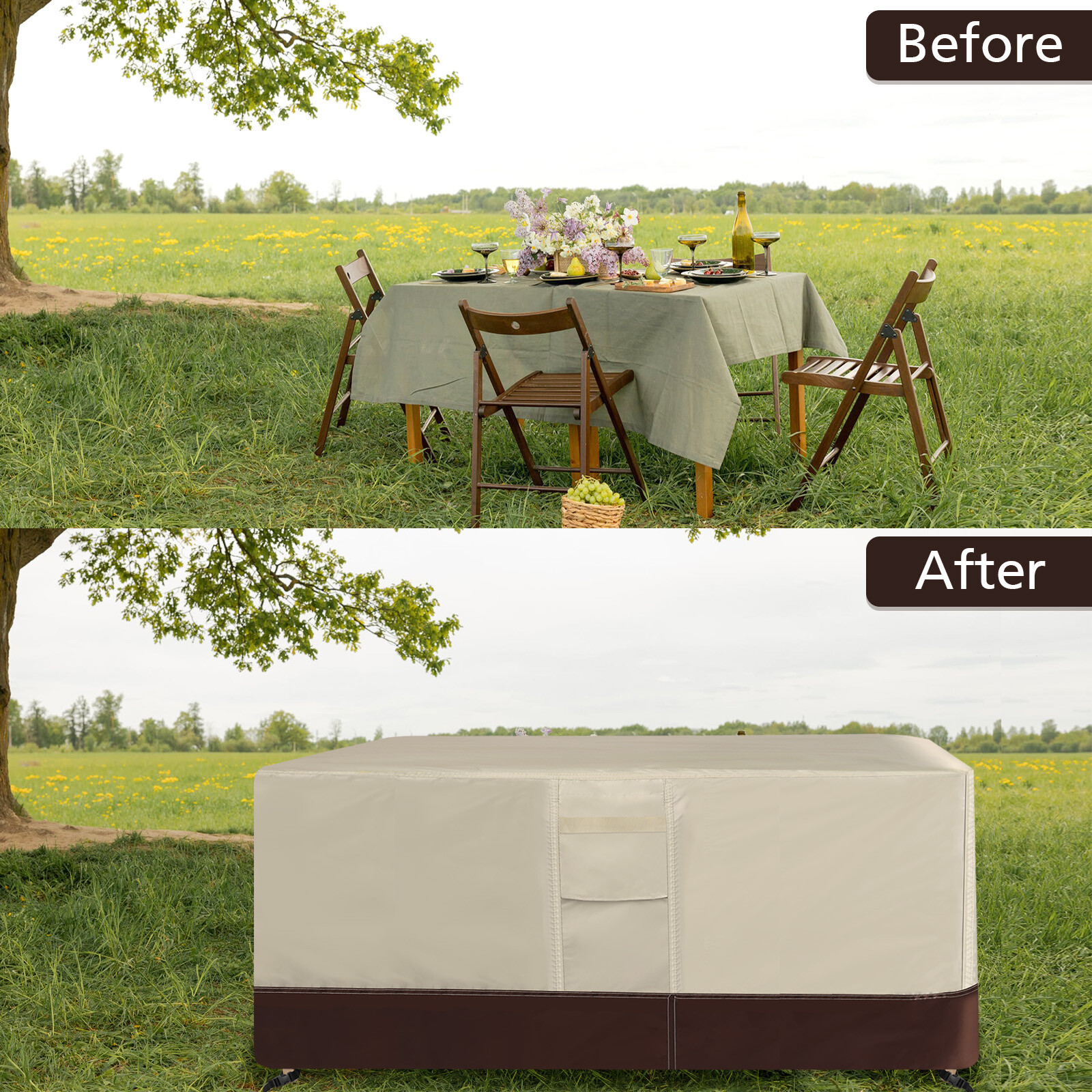 Upgrade Waterproof Garden Patio Furniture Cover Rectangular Table Dust Protector