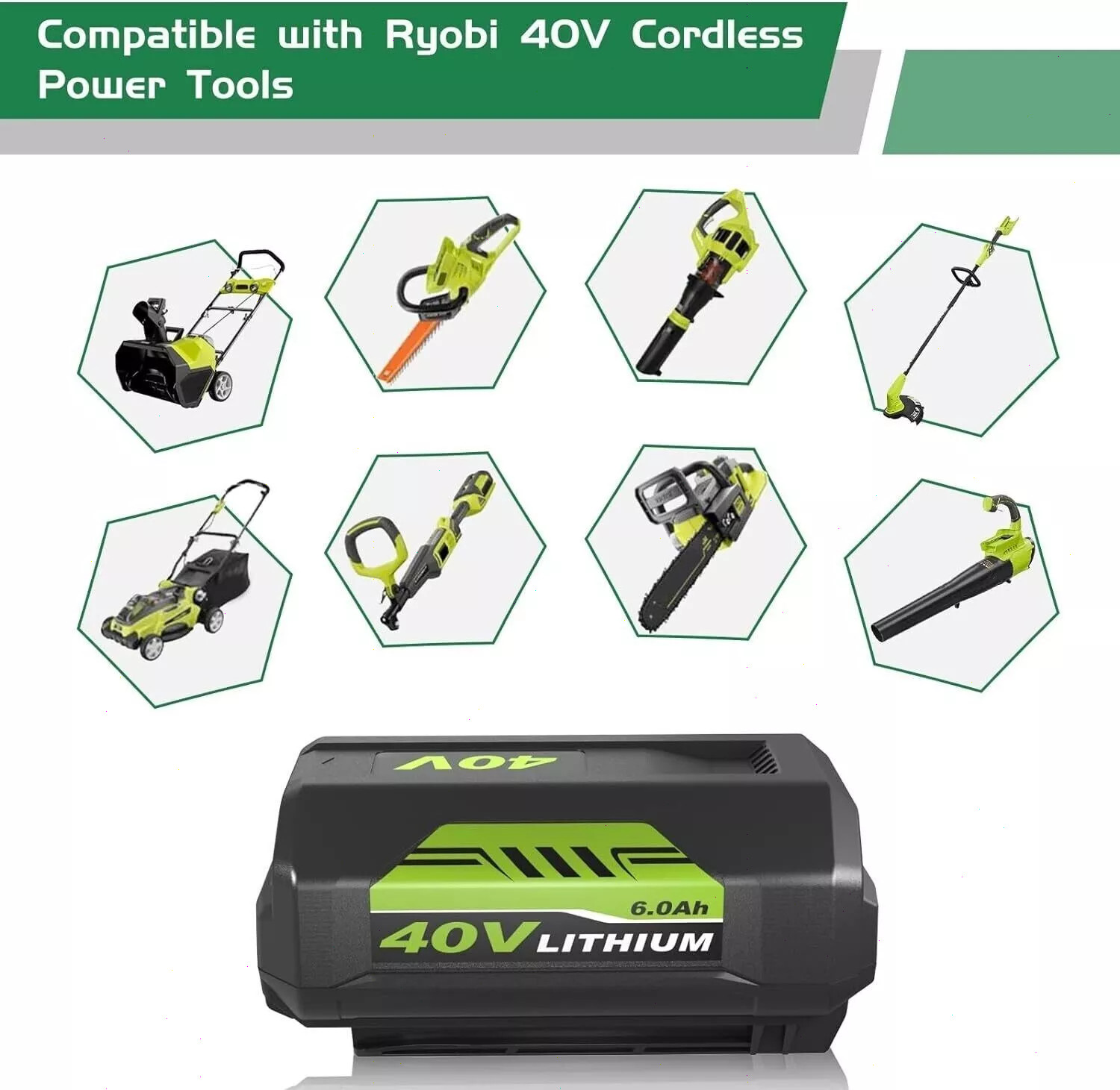 40V 8.0Ah Battery / Charger for Ryobi Lawn Mower OP4015 OP4050A Hedge Trimmer