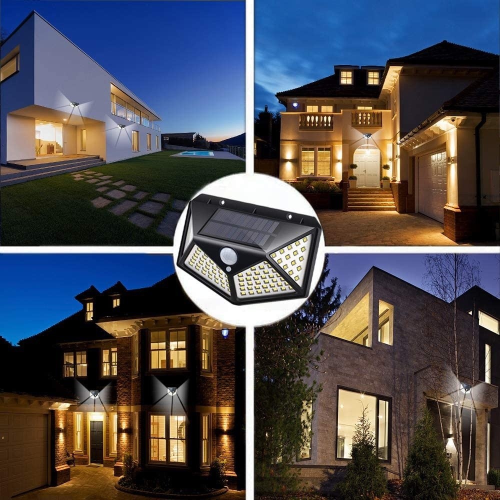 Solar Power 100 LEDS Light PIR Motion Sensor Outdoor Security Lamp Wall Garden~