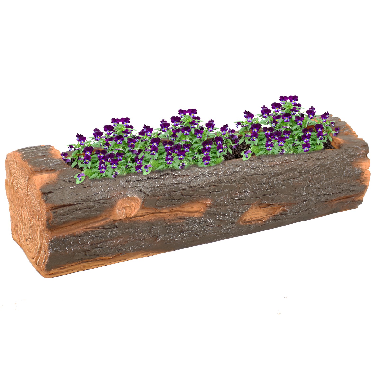 35 in Polyresin Rustic Outdoor Raised Log Flower Pot Planter by Sunnydaze