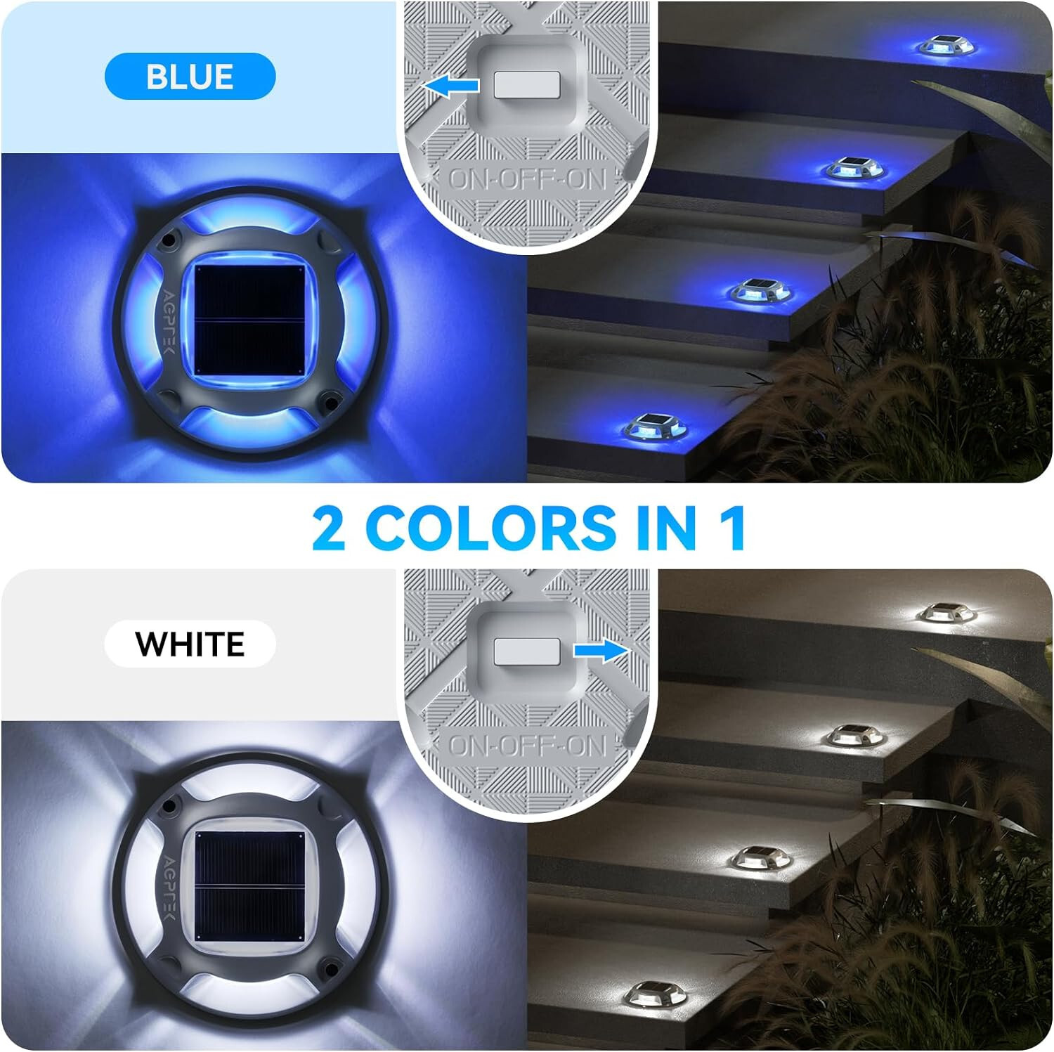 16Pack Led Multicolor Solar Deck Lights Outdoor Dock Driveway Lights for Sidewal