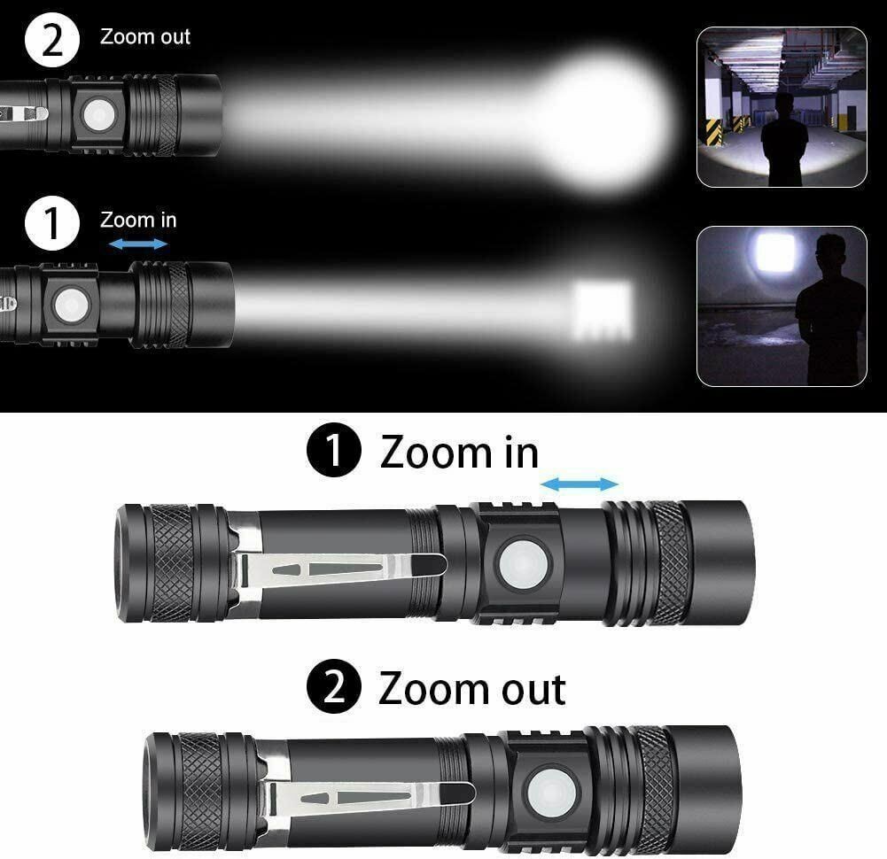 2PACK 99000000 LM Super Bright LED Tactical Flashlight Rechargeable Work Light