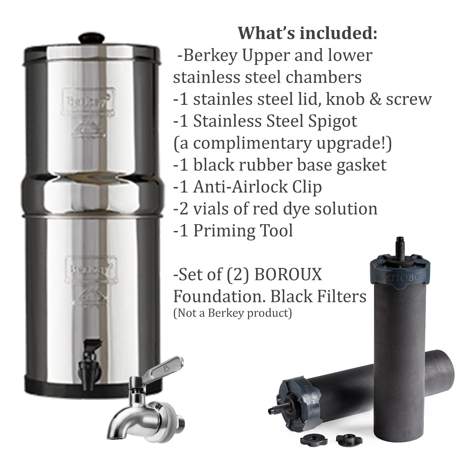 Big Berkey Unit/Housing – w/ BOROUX brand Black Filters