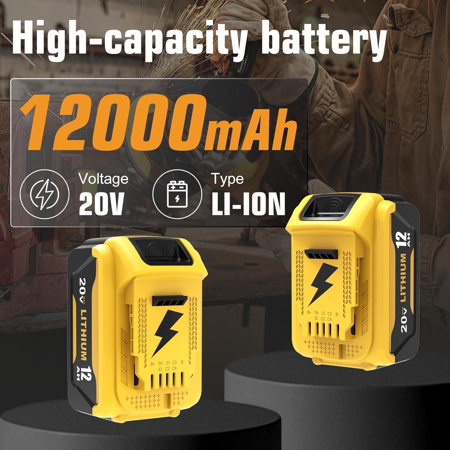 2Pack 12.0AH For DeWalt 20V 20 Volt Max XR Lithium Ion Battery DCB206-2 DCB205-2
