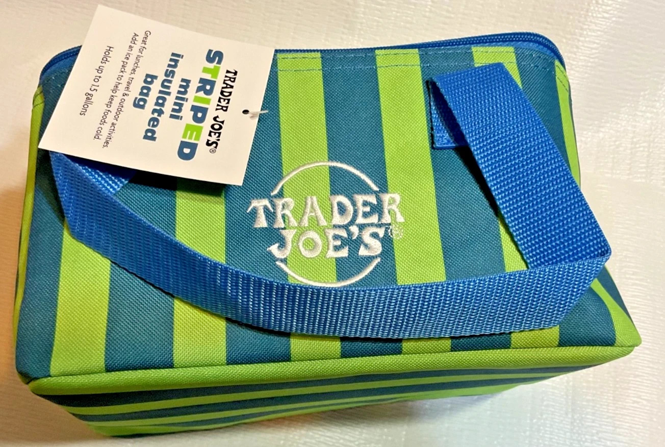 Trader Joe’s Mini Insulated Bag Blue & Green Stripes, Summer 2026 Release