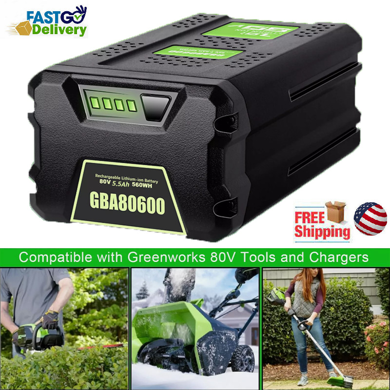 For Greenworks GBA80600 5500mAH Battery 80 Volt Replacement GBA80200 Power Tools