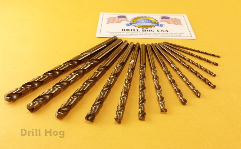 13 Pc COBALT Drill Bit Set Cobalt M42 HSSCO Drill Hog USA Lifetime Warranty