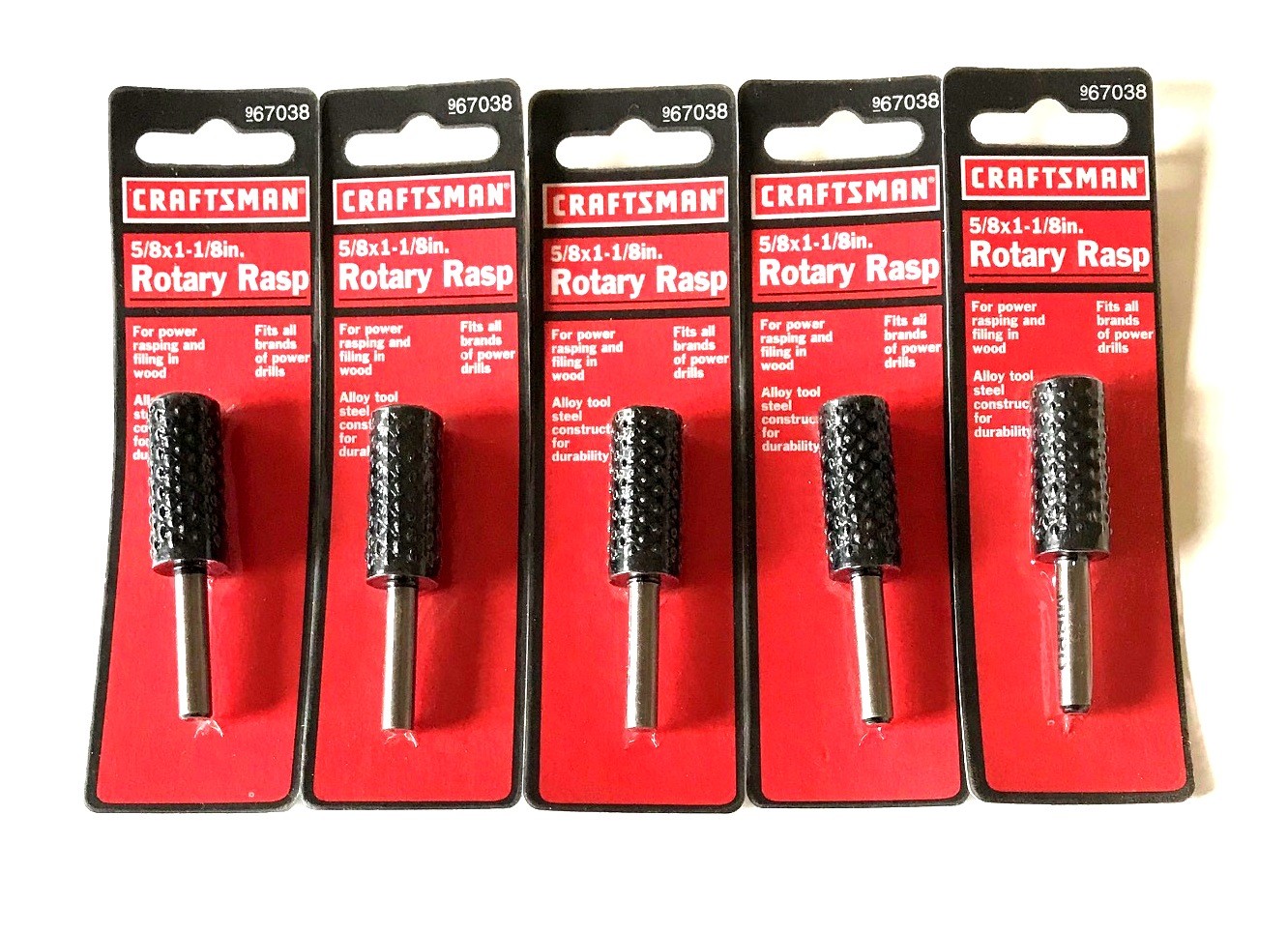 5 CRAFTSMAN ROTARY WOOD RASP FILE BURRS 5/8″ X 1-1/8″ ALLOY STEEL 967038
