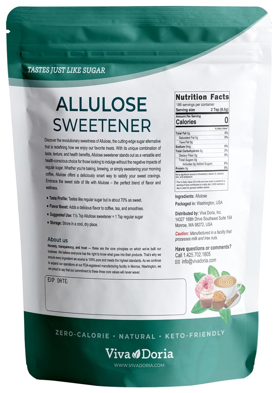 Edulcorante de Alulosa 3.5 lbs 56 oz Sustituto de Azucar Sin Calorias Keto
