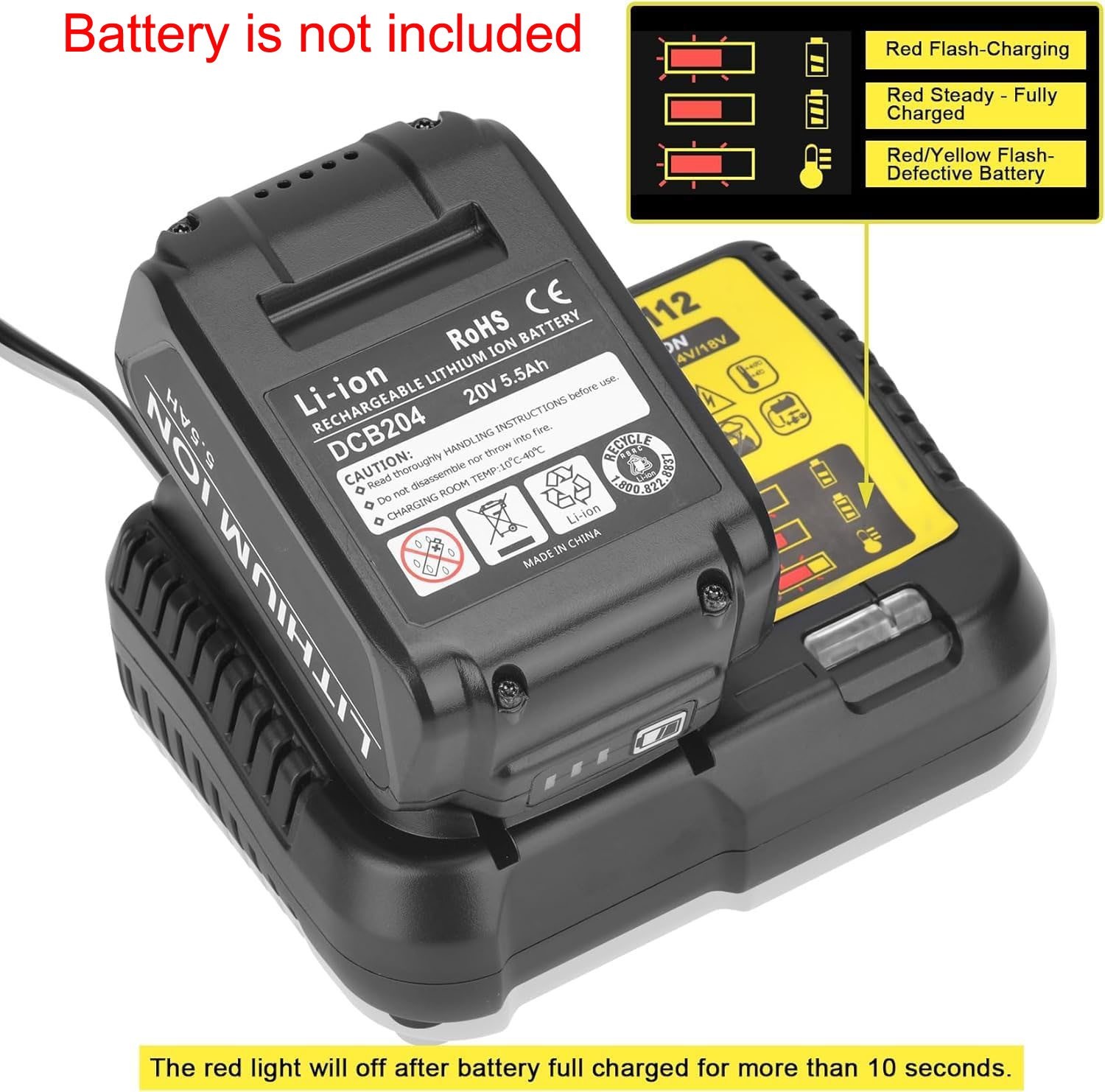 DCB112 Battery Charger For Dewalt 12V 20V Li-ion Battery DCB204 DCB200 DCB205