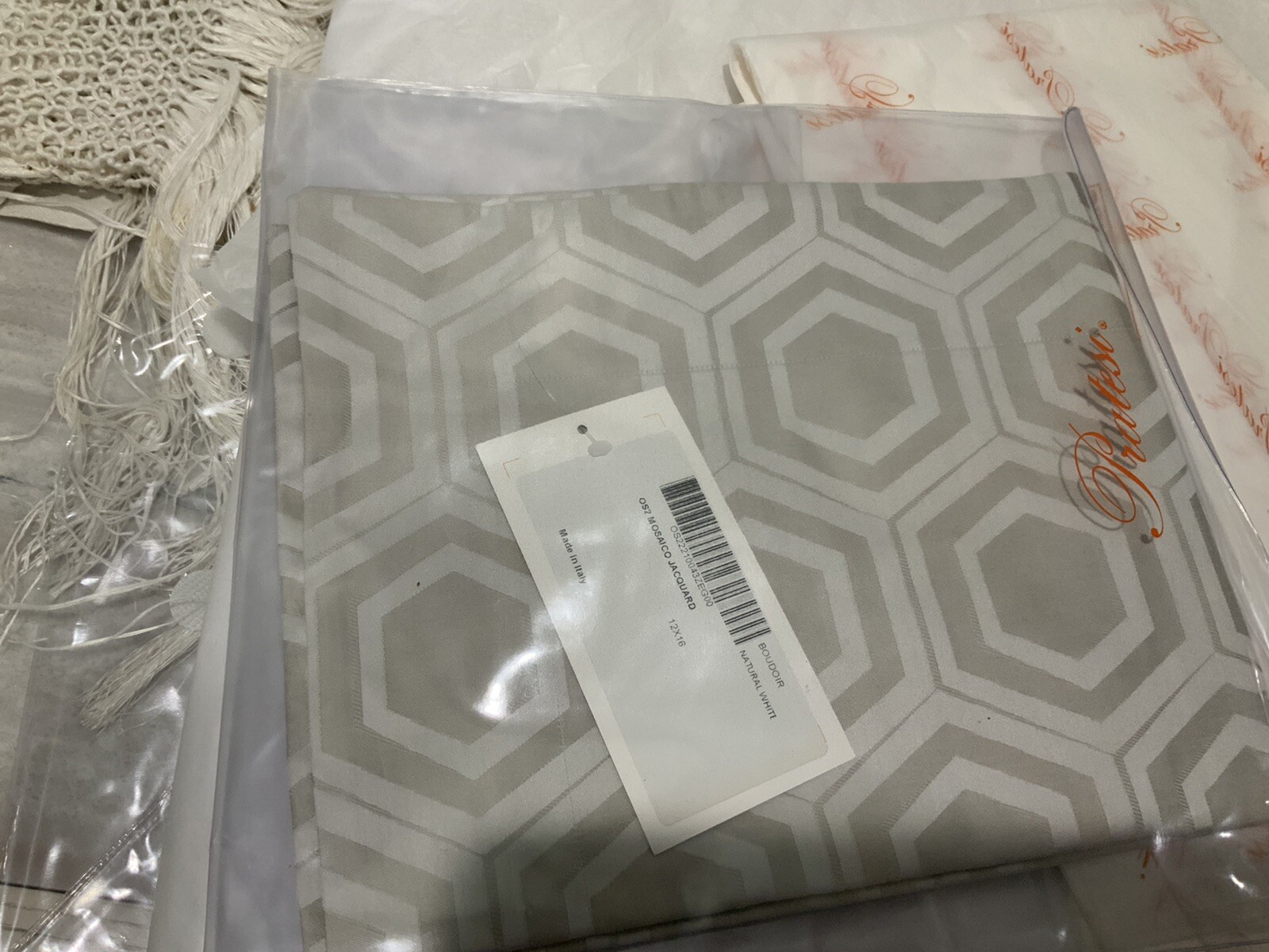 $380 Pratesi Italy NWT 1pc Boudoir Sham 100% Jacquard Natural Straight ONE