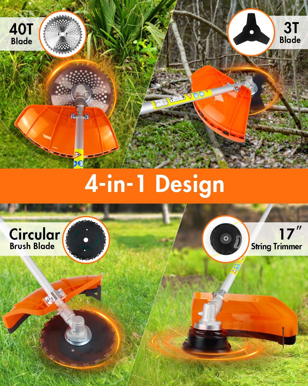 31cc 4-Stroke 4 in 1 Gas Weed Wacker Trimmer Power Brush Cutter Weed Wacker